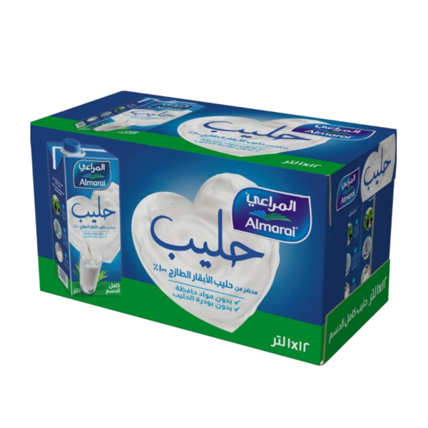 المراعي حليب كامل الدسم طويل الأجل 1 لتر كرتون 12 عبوة